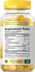 Vegan vitamin C and zinc gummies with natural lemon flavor and non GMO formula