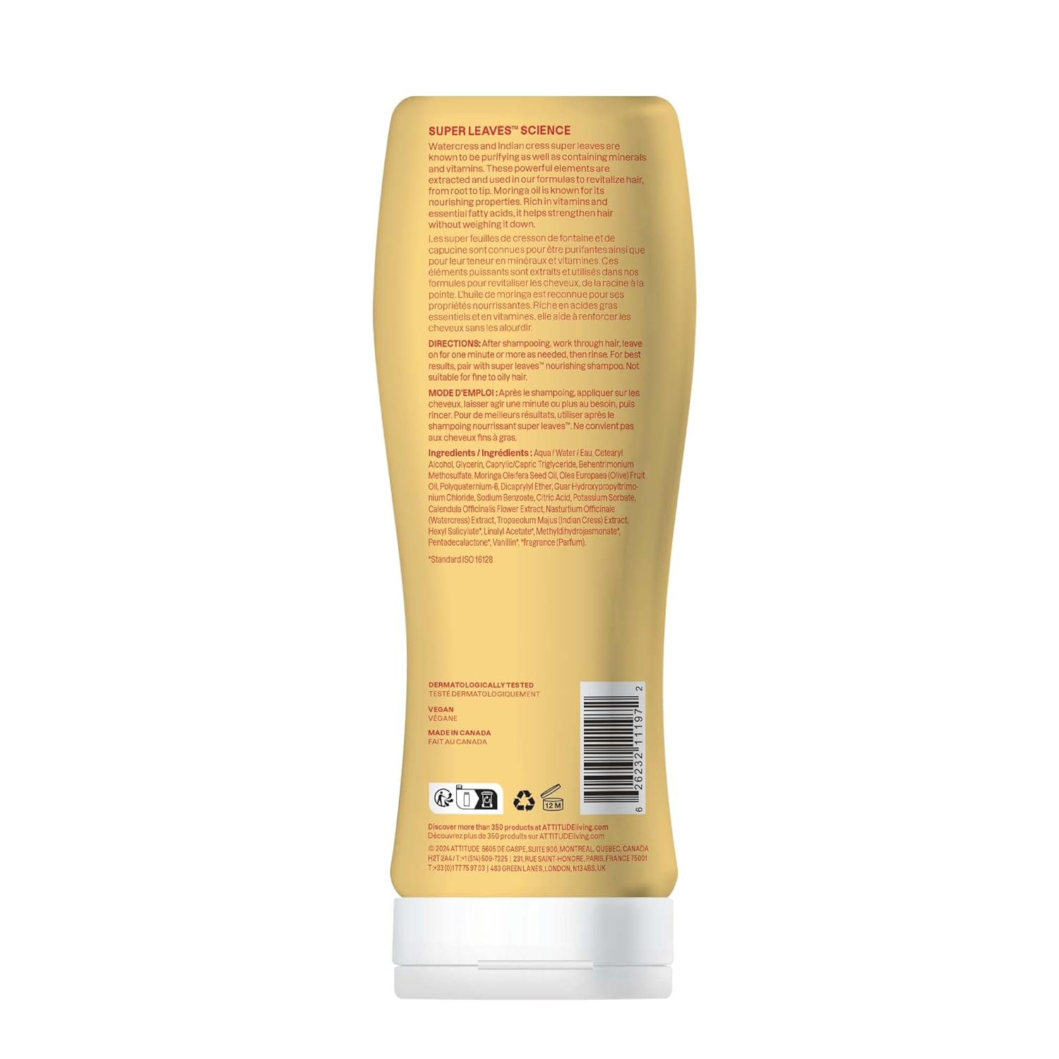 Moringa oil conditioner by ATTITUDE for textured curly hair care