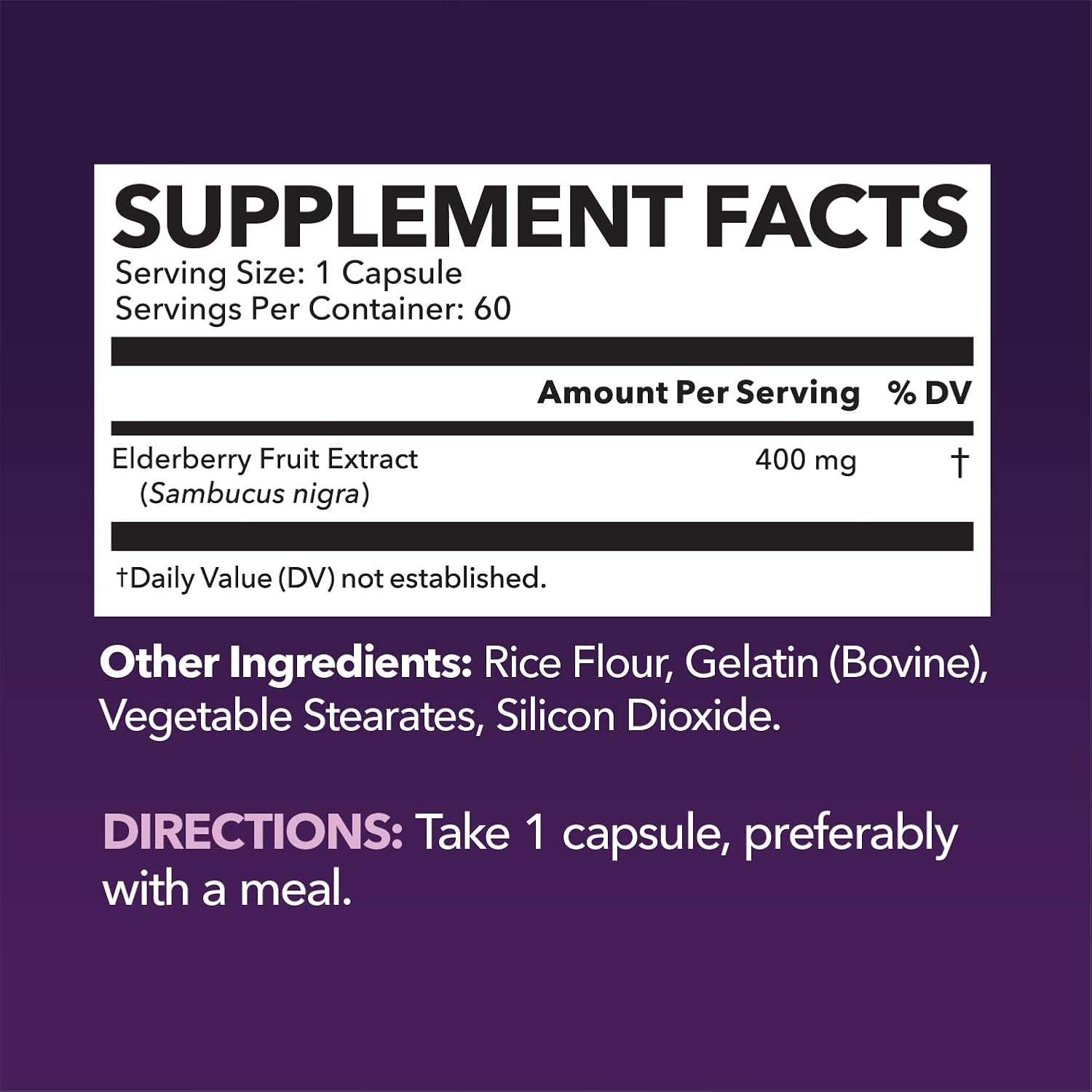 Non-GMO Sambucus elderberry capsules for daily wellness support