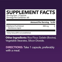 Non-GMO Sambucus elderberry capsules for daily wellness support