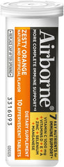 Airborne immune support label with sugar free gluten free caffeine free claims