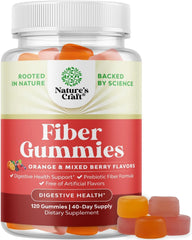 Nature’s Craft Fiber Gummies orange and mixed berry flavors 120 gummies bottle