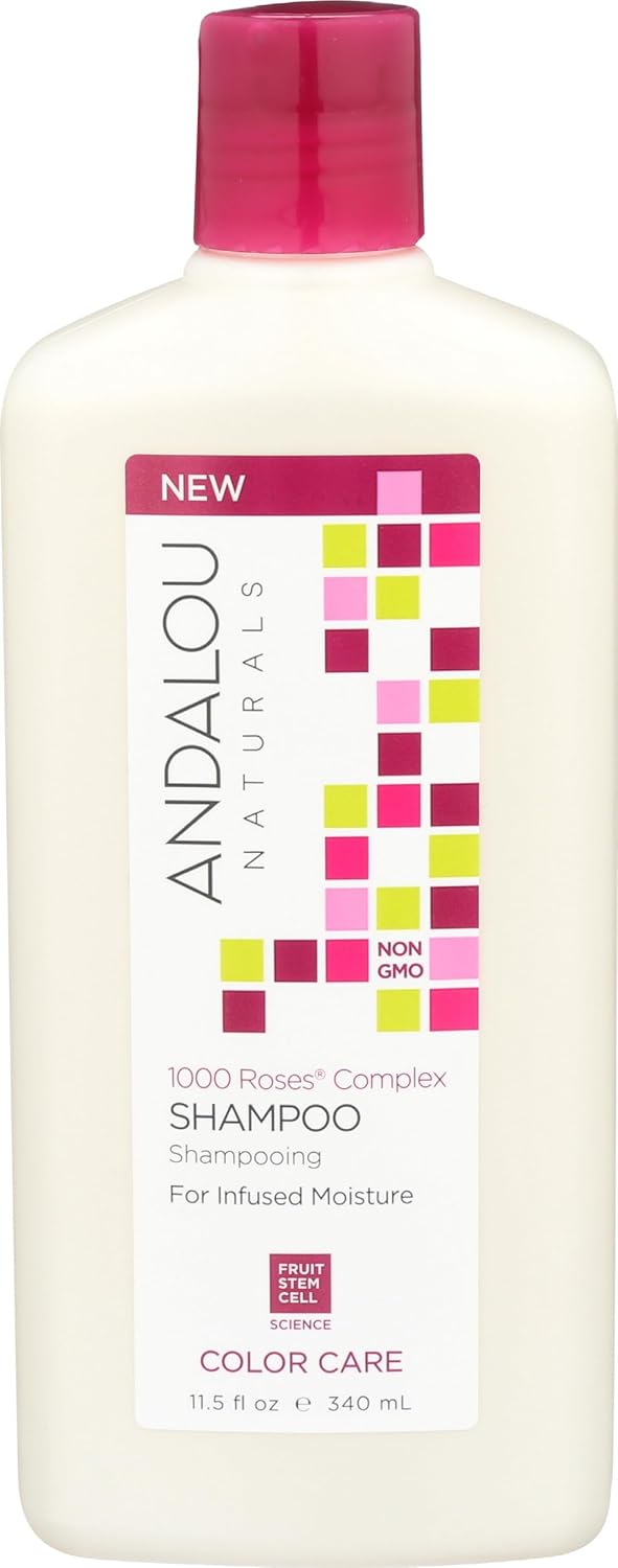 Andalou Naturals cruelty-free 1000 Roses shampoo for smooth, hydrated, vibrant hair