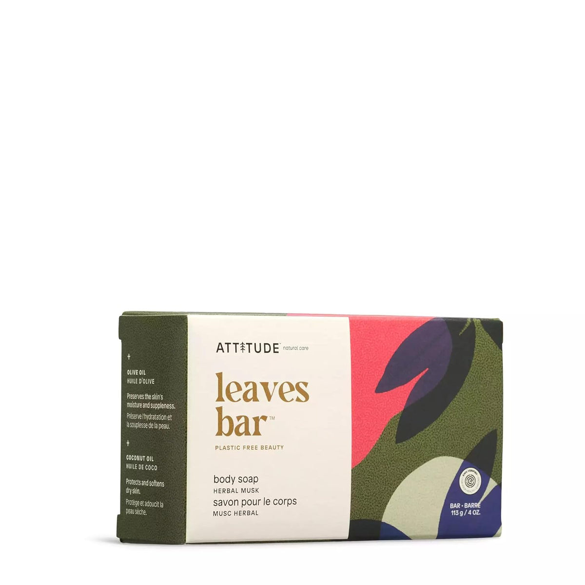 ATTITUDE Herbal Musk soap bar shown unboxed on white background