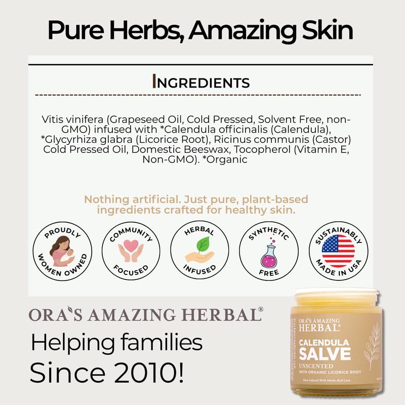 4 oz Calendula skin balm for dry patches and sensitive skin care