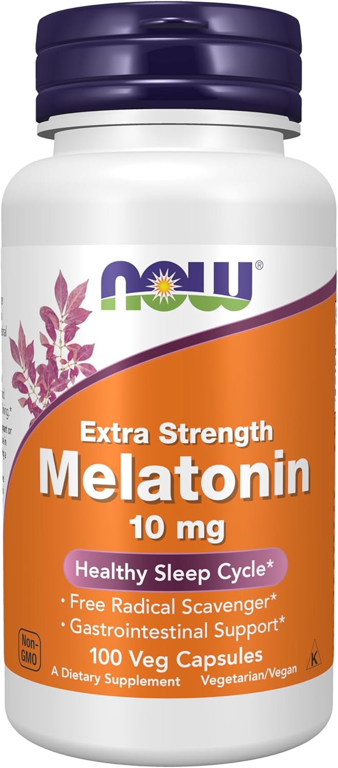 Extra Strength Melatonin 10 mg Veg Capsules 100 count bottle front view
