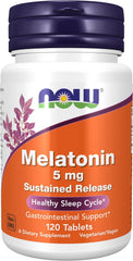 Melatonin 5 mg Sustained Release bottle with 120 tablets