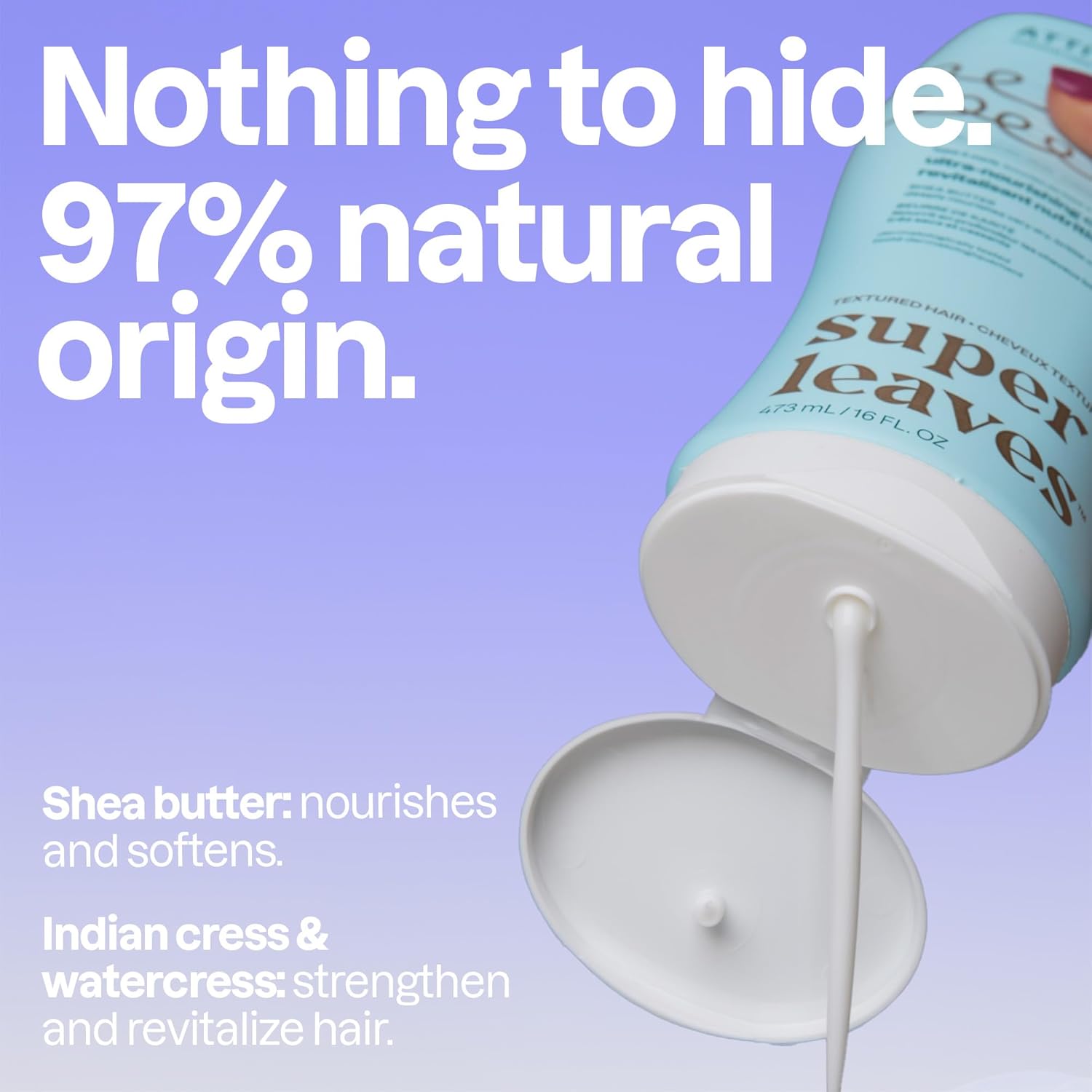 ATTITUDE Shea Butter Conditioner for curly hair, vegan detangler for 4A to 4C curls, 16 fl oz