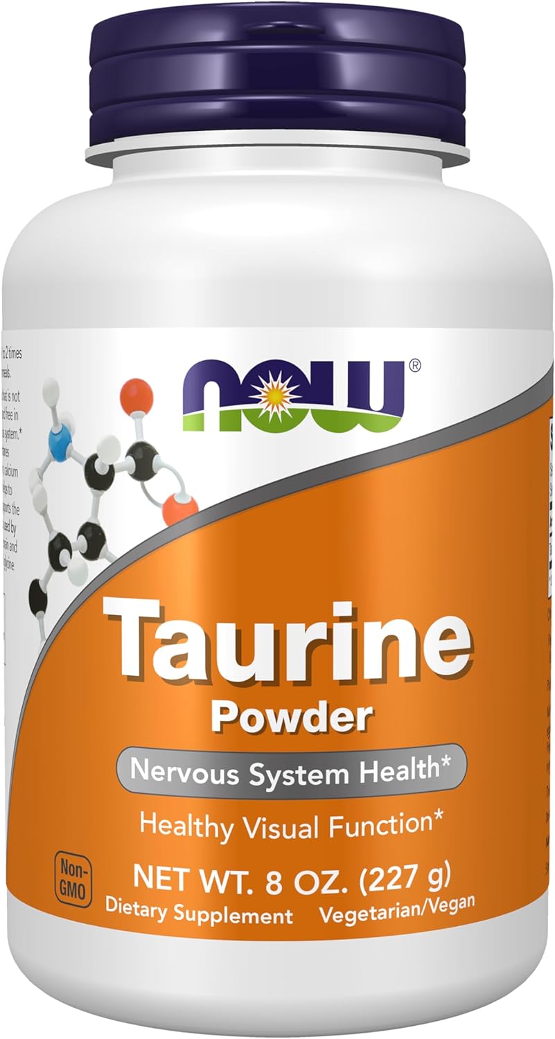 NOW Foods Taurine supplement label showing 1000 mg per serving