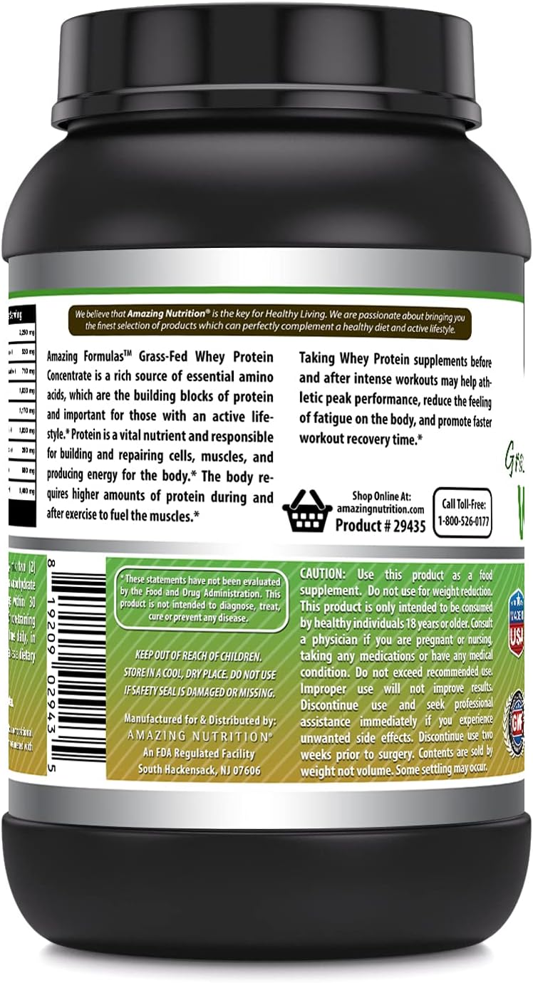 Amazing Nutrition Grass-Fed Whey Protein Chocolate 2 lb front label