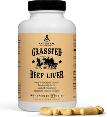 Ancestral Supplements beef liver supplement facts showing 3000 mg serving