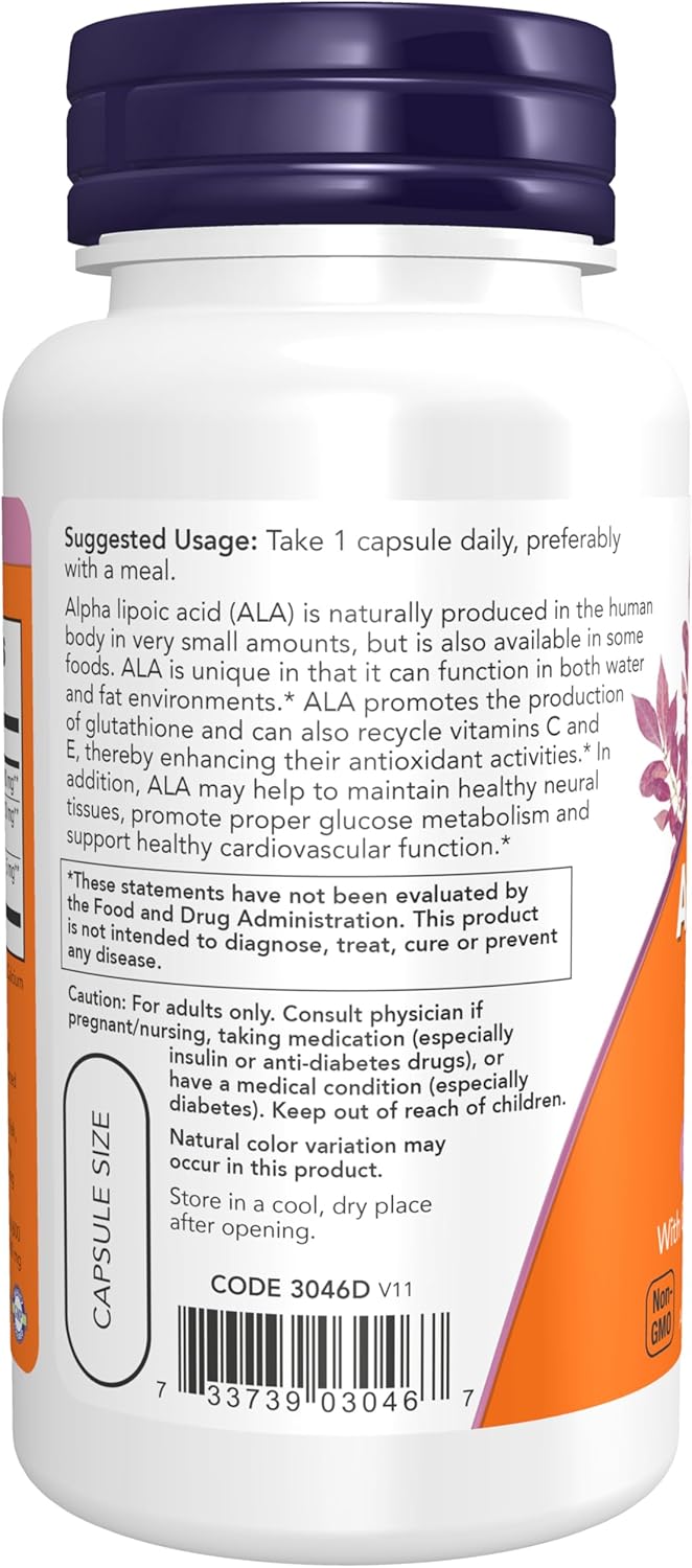Extra Strength ALA 600 mg vegetarian vegan capsules for antioxidant support