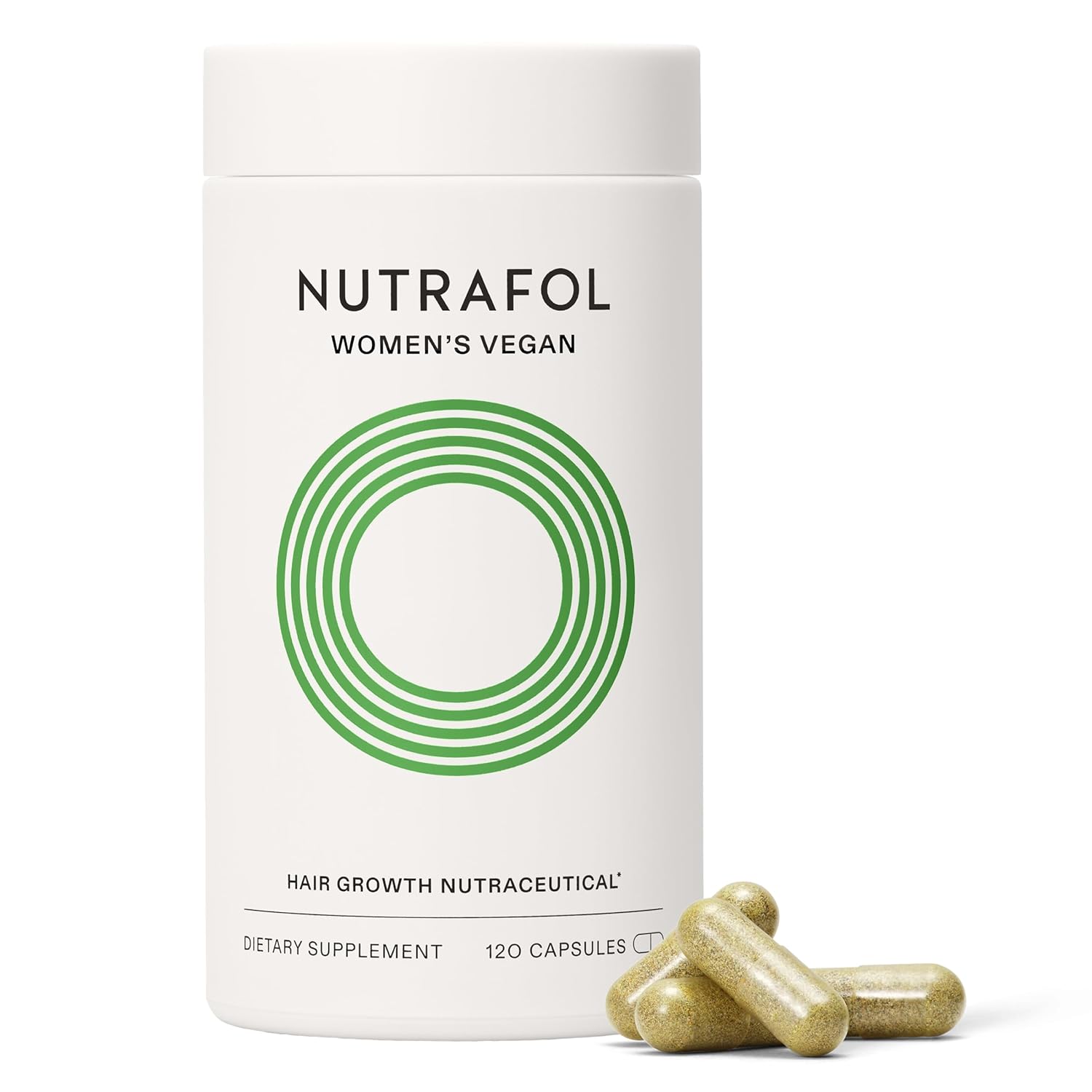 Nutrafol Women’s Vegan hair growth supplement bottle with 120 capsules