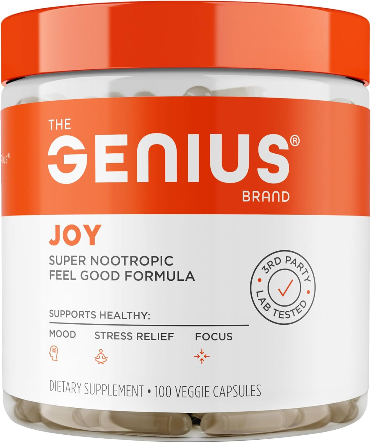 Vegetarian nootropic capsules by Genius Brand for mood support and cognitive health
