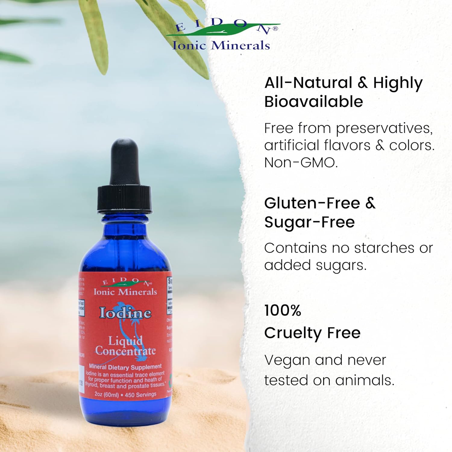 Eidon iodine liquid drops for thyroid support and mineral wellness