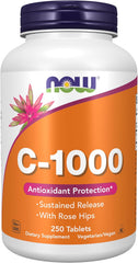 NOW Foods Vitamin C sustained release tablets bottle for collagen and daily wellness support