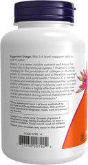 NOW Vitamin C powder supplement facts label showing 1100 mg vitamin C per serving