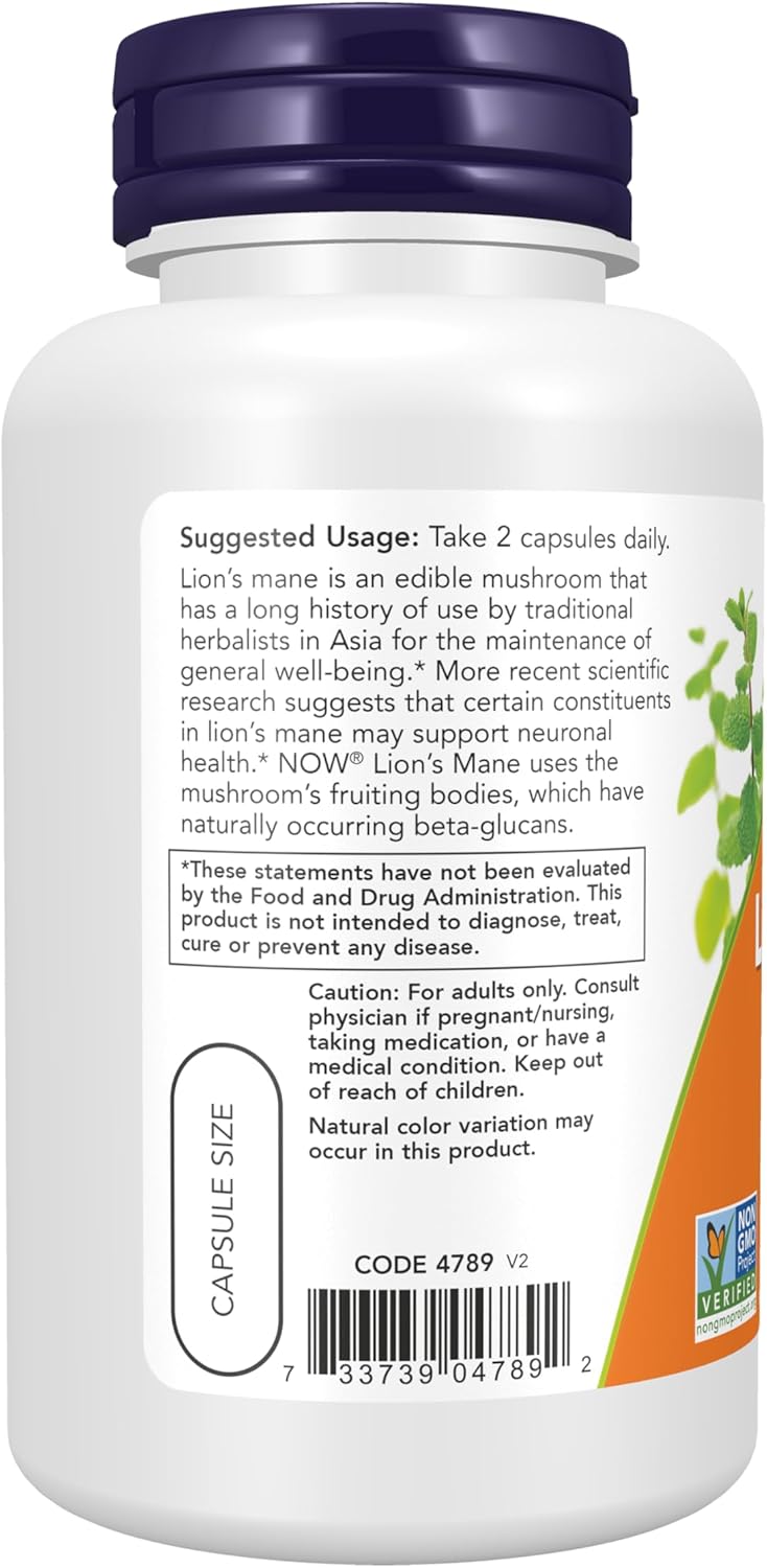 NOW Lion’s Mane 500 mg Super Mushroom – 60 Veg Capsules