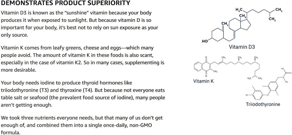 Life Extension Vitamins D and K with Sea-Iodine gluten free Non-GMO supplement bottle