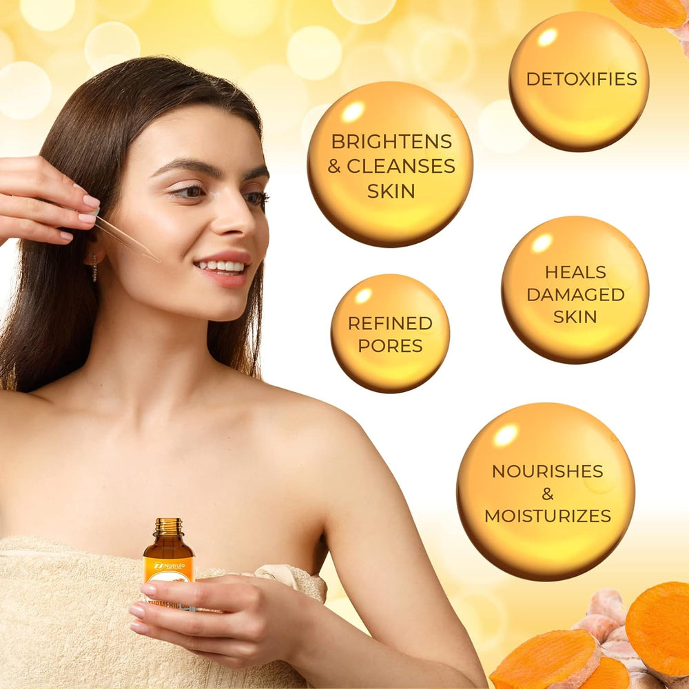 Turmeric oil skincare bottle for glowing moisturized and nourished skin care routine
