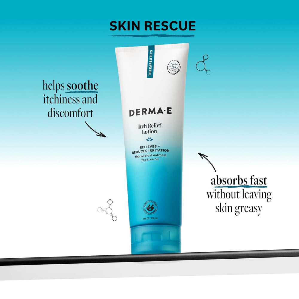DERMA E Itch Relief Lotion 8 oz for soft hydrated and comfortable skin
