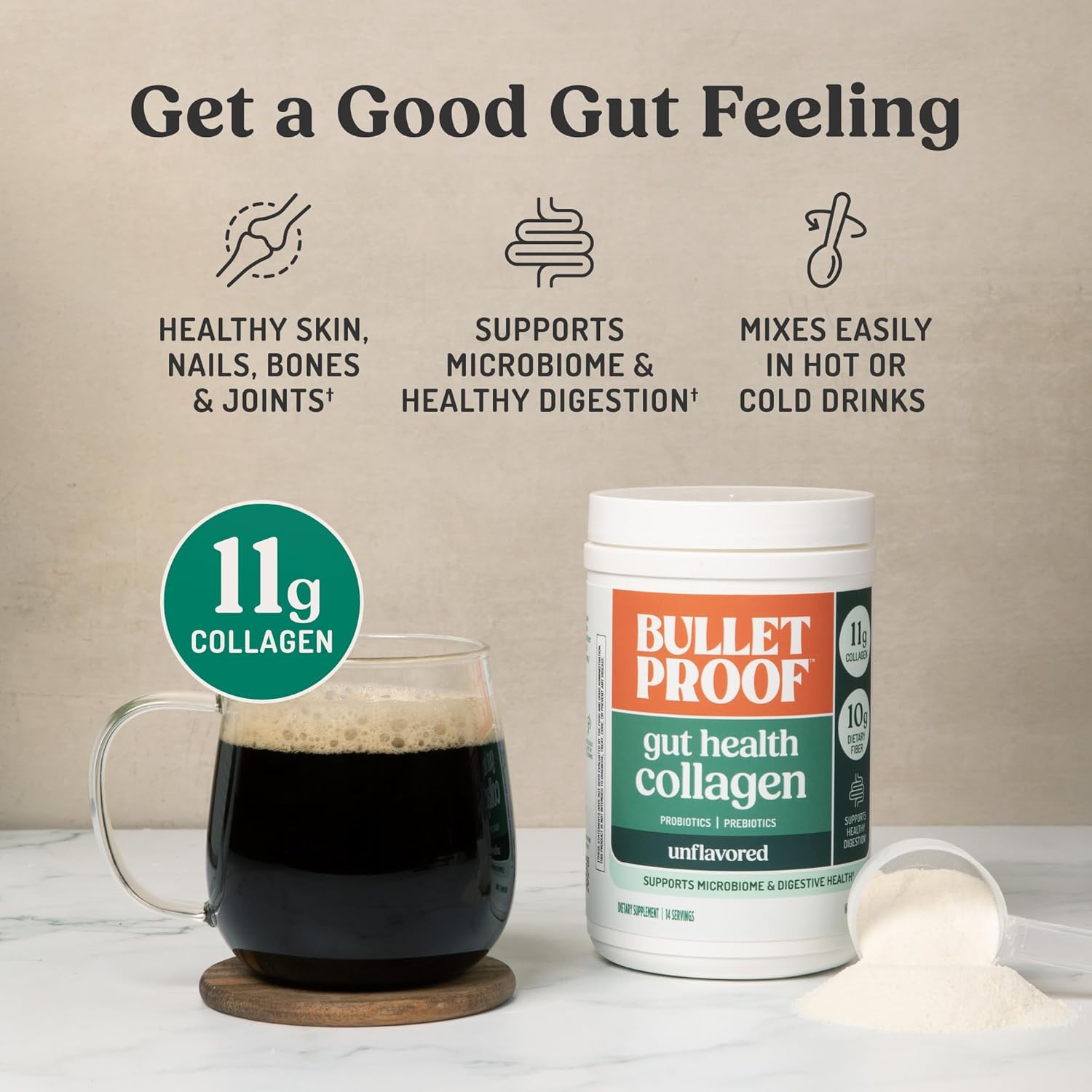 Grass-fed collagen protein powder for daily gut health and microbiome support