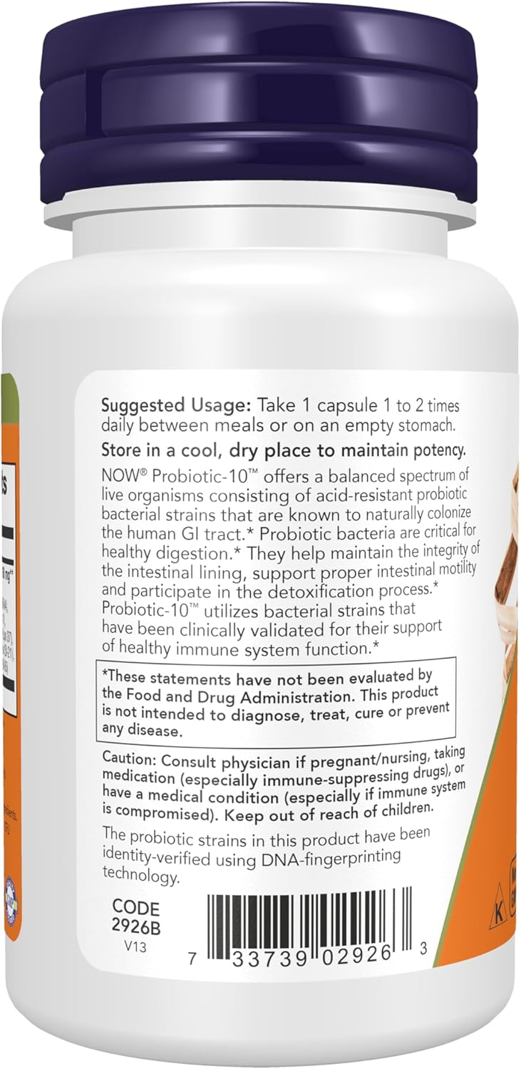 Probiotic-10 25 Billion CFU vegetarian vegan capsules with orange label