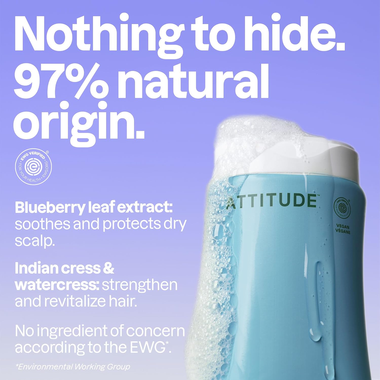 ATTITUDE Extra Gentle Unscented Shampoo for sensitive scalp and daily hair care
