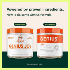 Genius Joy supplement featuring SAM-e ginseng and L-Theanine for brain wellness