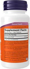 ALA 250 mg vegetarian vegan capsules with orange supplement label