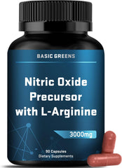 BASIC GREENS L-Arginine 3000mg Non-GMO capsules made for pre-workout support
