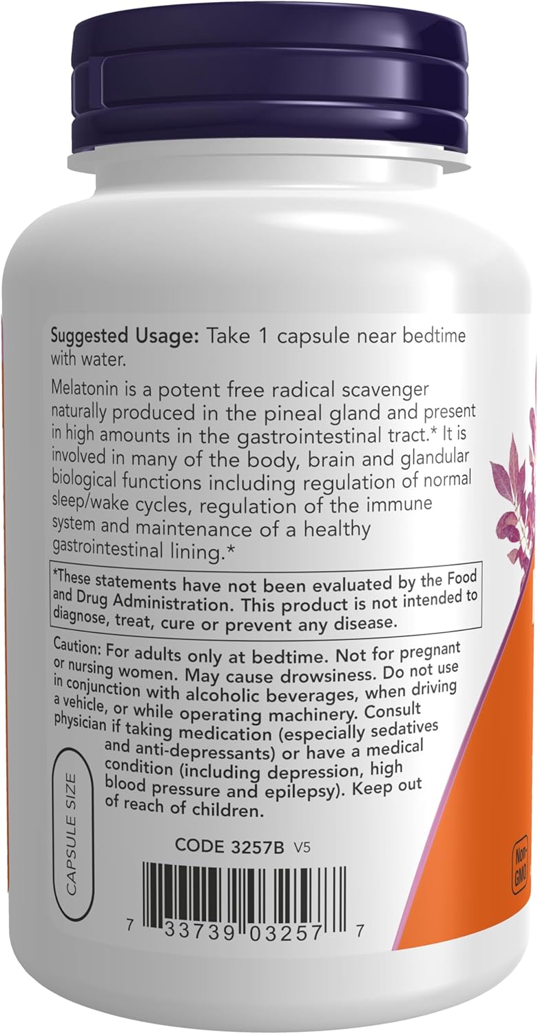 Melatonin 3 mg sleep support supplement with 180 vegetarian capsules
