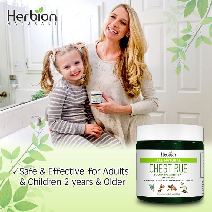 Soothing chest rub ointment by Herbion Naturals with wintergreen and olive oils