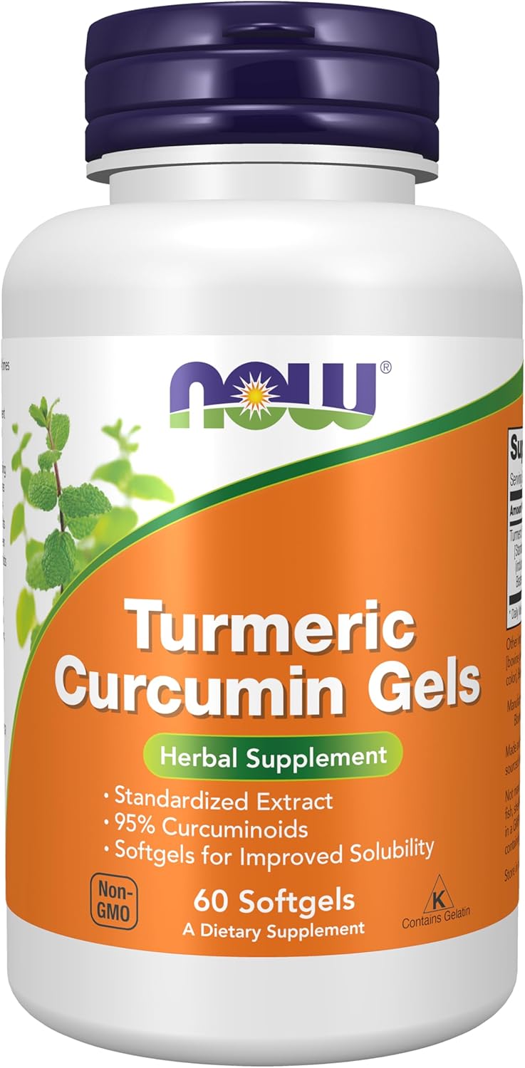 NOW Turmeric Curcumin Gels 60 softgels bottle front label