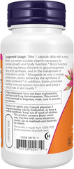 NOW Biotin 5000 mcg supplement facts label for amino acid metabolism and energy production