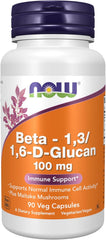NOW Beta-1,3/1,6-D-Glucan 100 mg 90 veg capsules front bottle label