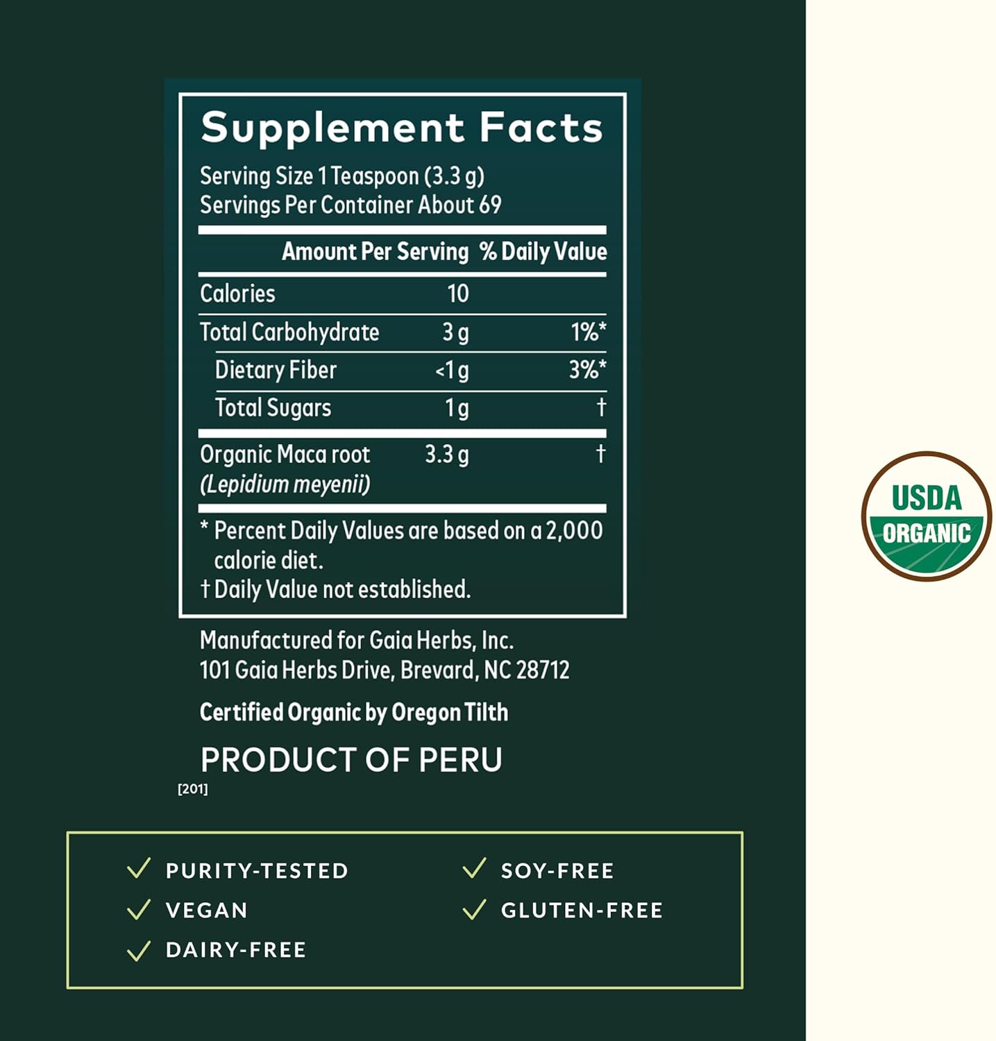 USDA organic maca root herbal powder for energy and active lifestyle support