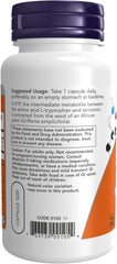 NOW 5-HTP 100 mg Veg Capsules bottle for mood and neurotransmitter support.