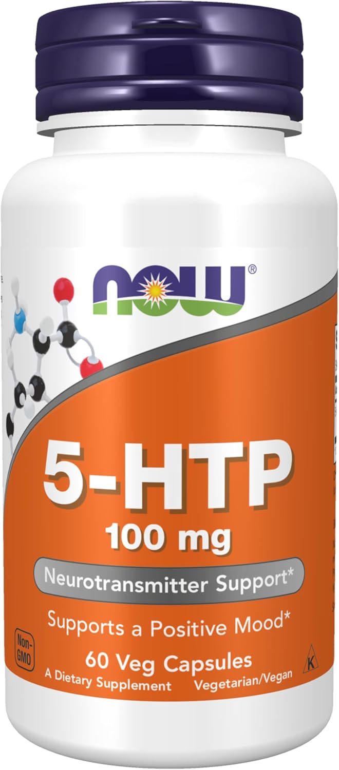 NOW Foods 5-HTP 100 mg vegan capsules with Griffonia seed extract, 60 count.