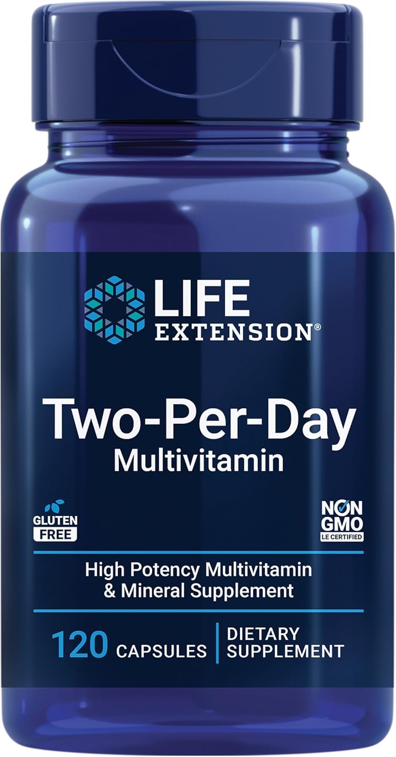 Life Extension Two-Per-Day Multivitamin 120 capsules bottle front label