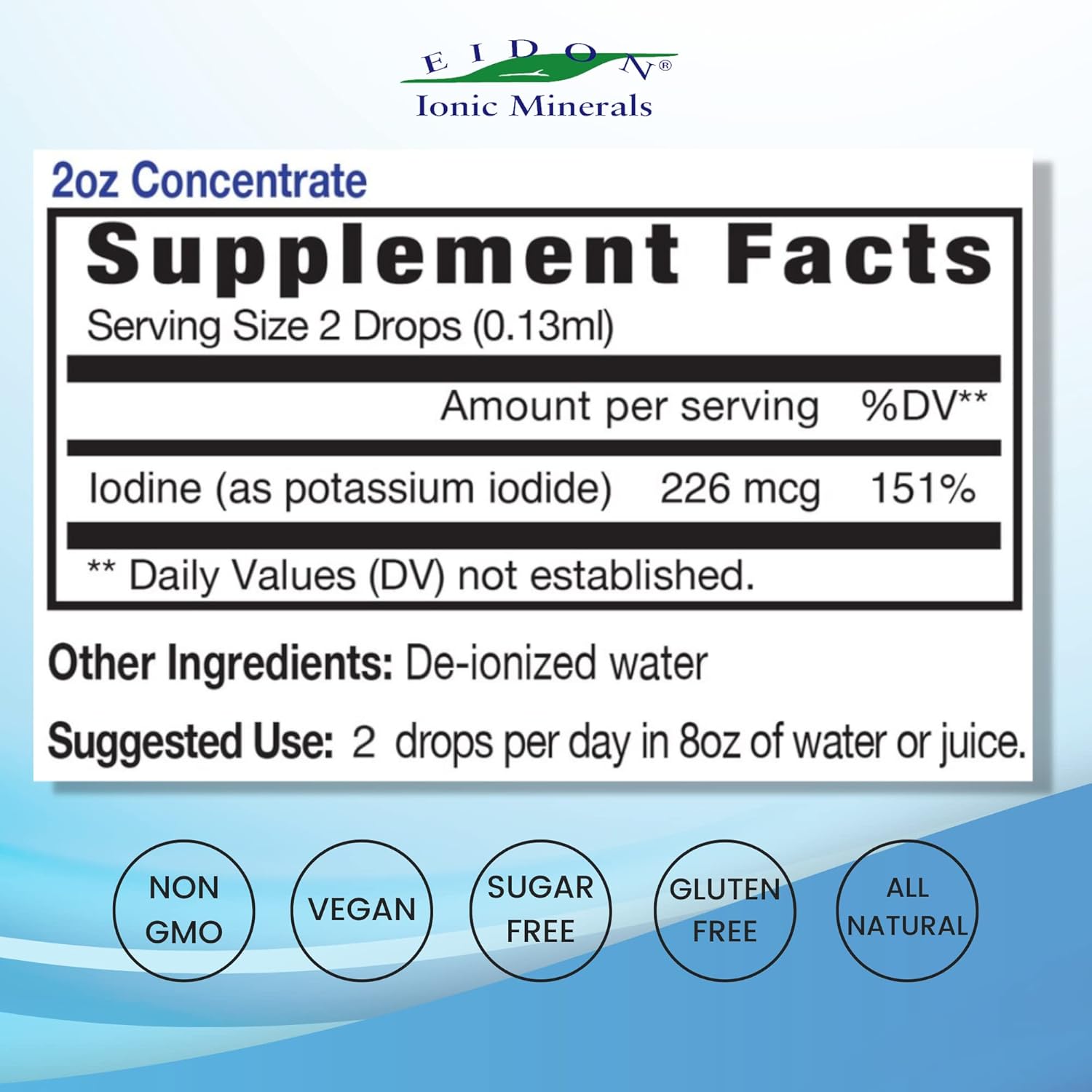 Eidon Iodine Liquid Concentrate gluten-free sugar-free vegan supplement