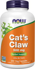 NOW Cat’s Claw back label with suggested usage and herbal support information