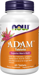 ADAM Superior Men’s Daily Multivitamin Tablets bottle, 60 count vegan formula
