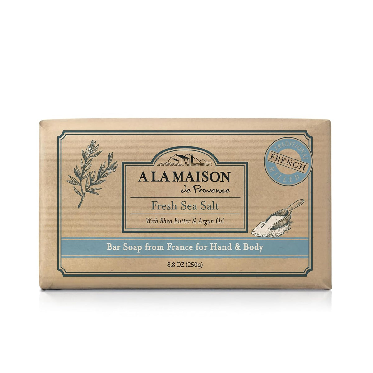 A La Maison Fresh Sea Salt moisturizing soap bar for bath and body use