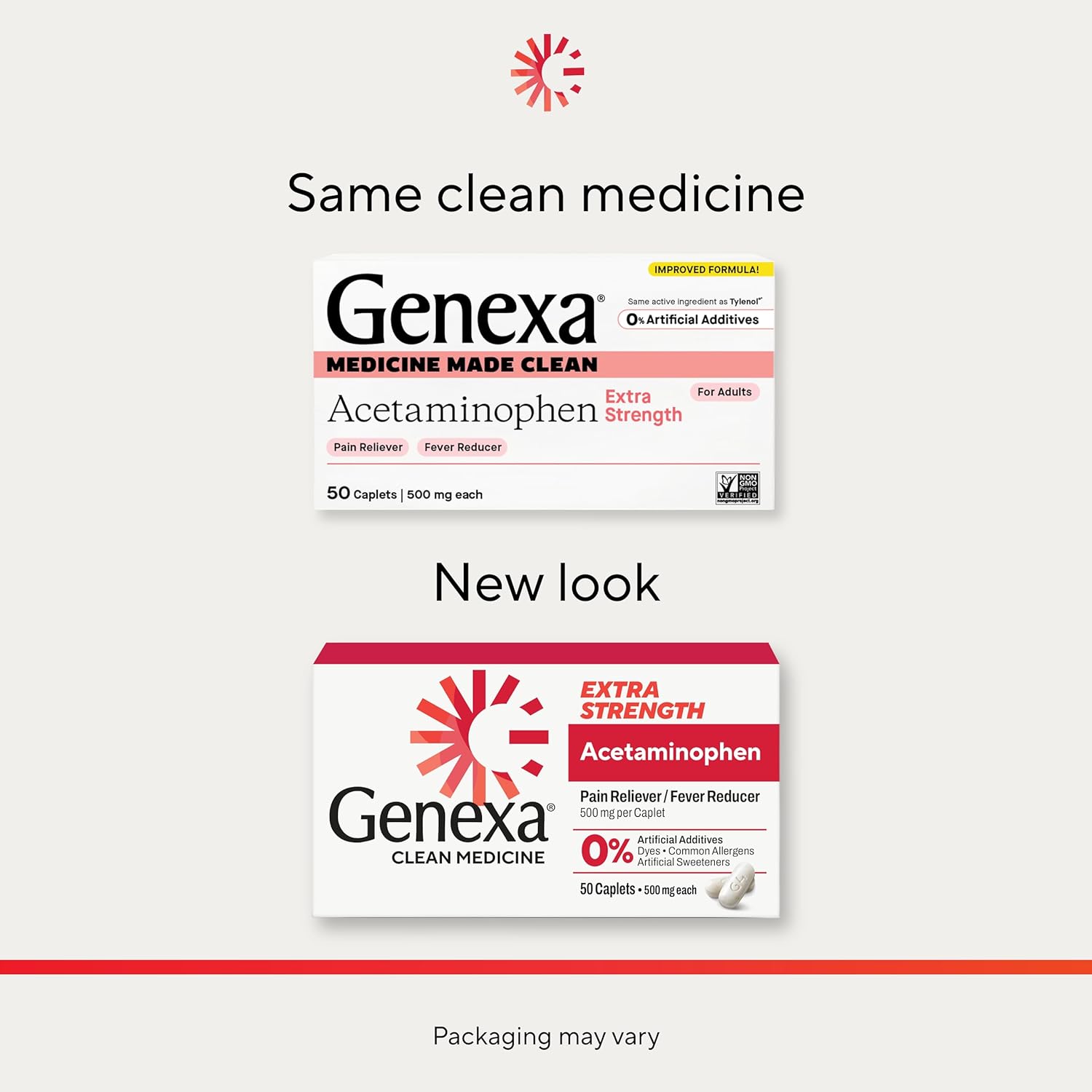 Genexa acetaminophen pain relief tablets with no artificial additives 50 count