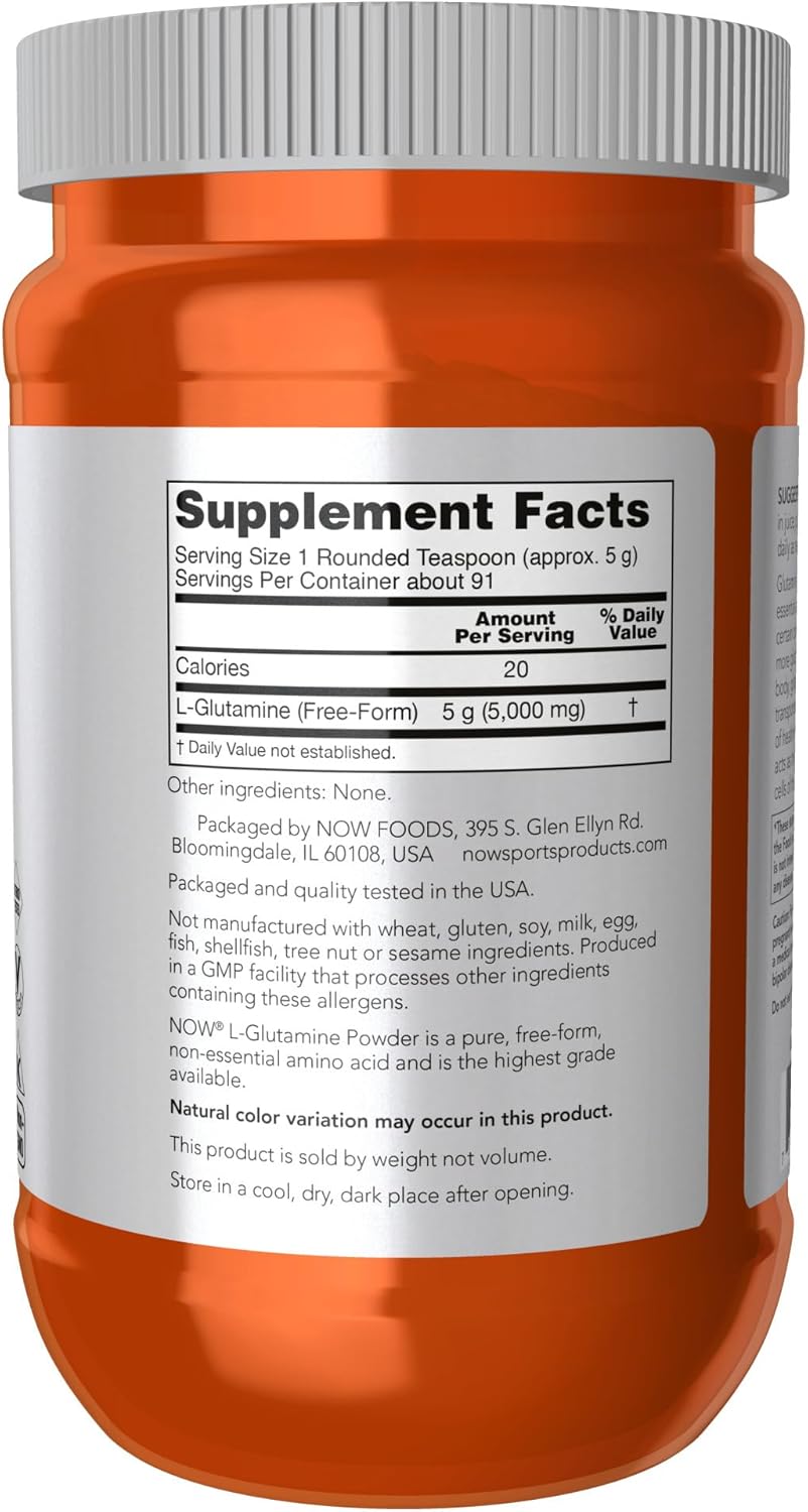 NOW Sports L-Glutamine Pure Powder 1 lb amino acid supplement