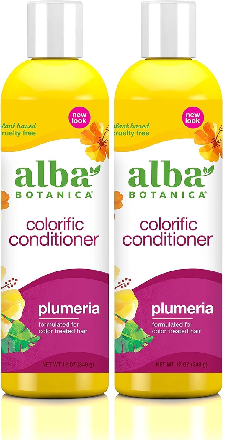 Alba Botanica Colorific Conditioner Plumeria 12 oz bottle front label