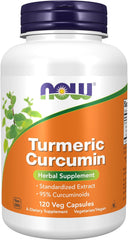 NOW Turmeric Curcumin 665 mg 120 veg capsules front label