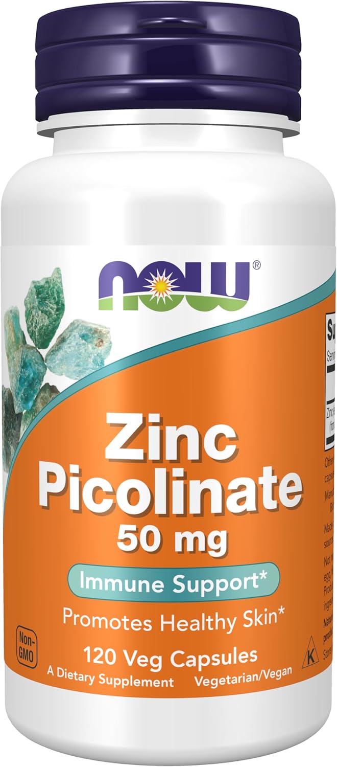 NOW Zinc Picolinate back label with suggested use and safety warnings
