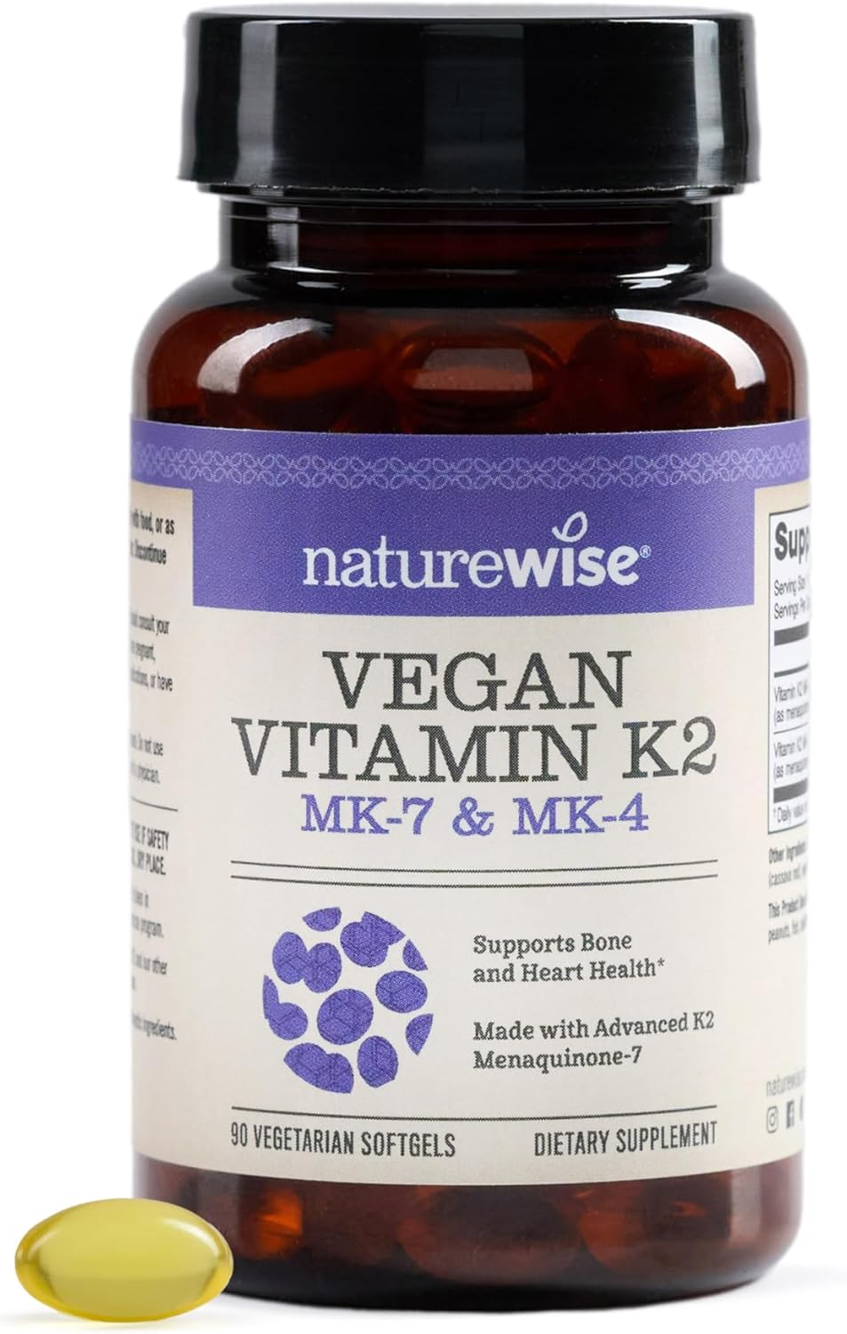 NatureWise Vegan Vitamin K2 MK-7 and MK-4 90 vegetarian softgels bottle